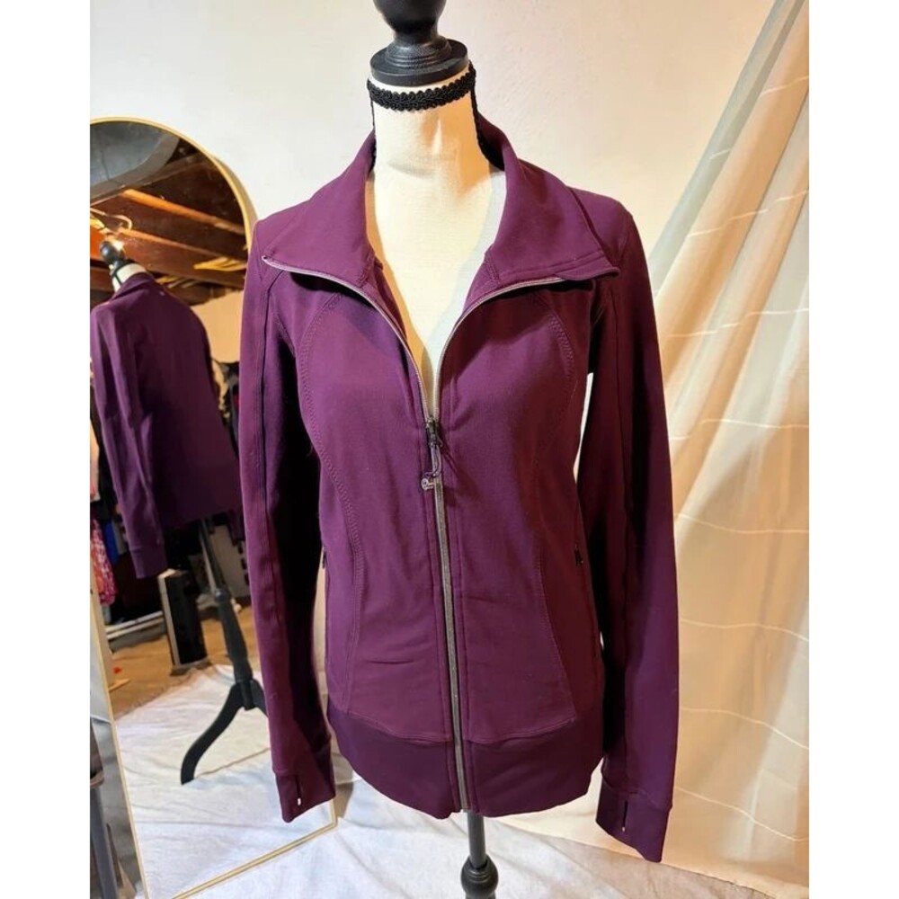 Lululemon Plum Purple Full Zip Track Jacket Funnel Neck Thumbholes Athletic